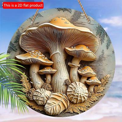 1 szt. płaski 2D Uroczy Wiosenny Las Grzyby Drewniany Znak - 20cm Idealny do Dekoracji Kuchni i na Dzień Matki, Wszechstronna Dekoracja Ścienna
