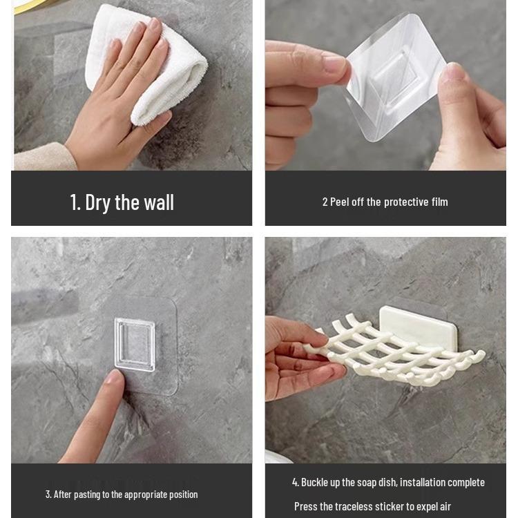 Wall-Mounted Rattan-Style Plastic Soap Dish, Punch-Free Bathroom Shower Drain Holder