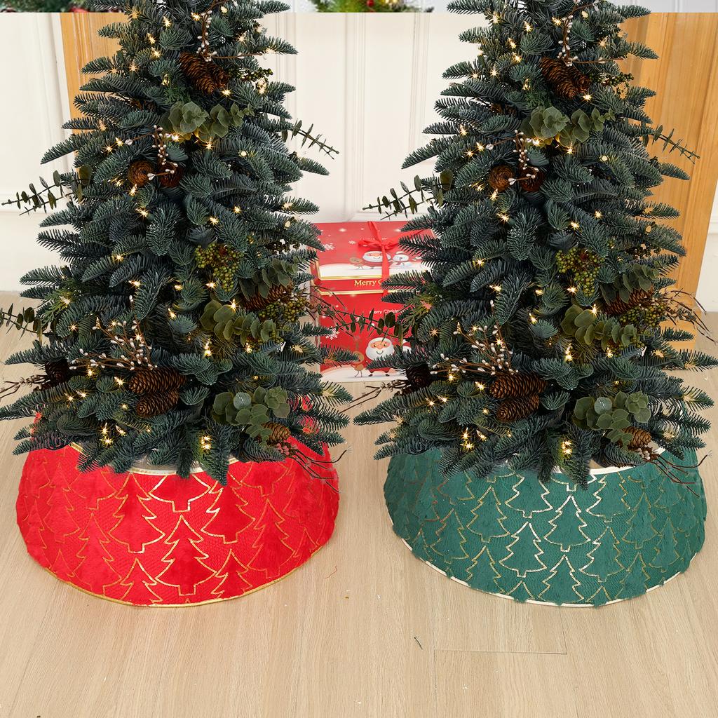Christmas Tree Collar Red and Green Felt Decorations Tree Skirt Alternative Stereoscopic Tree Bottom Surrounder Party Display