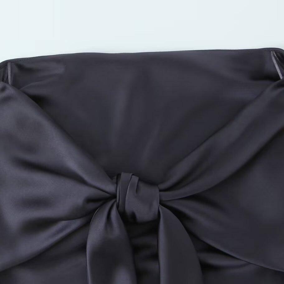Silk Satin Texture Top & High-Waisted Pants Set