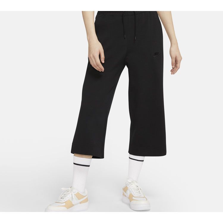 Nike Sportswear Wide Leg Design Cropped Knit Sports Pants Women Pants Black CJ3749-010