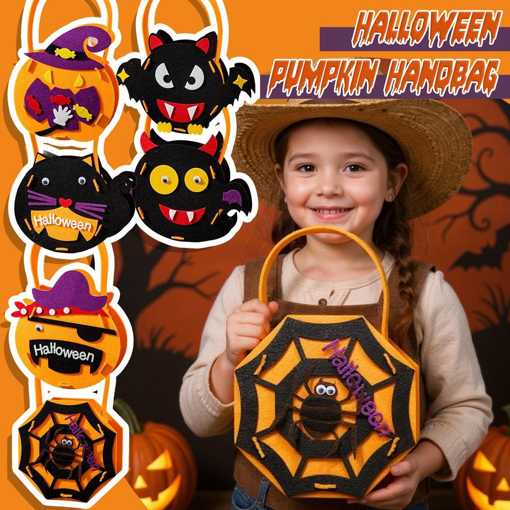 Halloween Pumpkin Children's Hand-held Candy Bag Kindergarten Gift Arrangement Scene Asking For Candy Bag Props Small Gift
