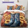 CowboyBoots Pattern Bedding Quilt Set Quilt Cover Pillowcase Home Decoration Birthday Gift (1 * Duvet Cover + 2 * Pillowcase, Without Core)