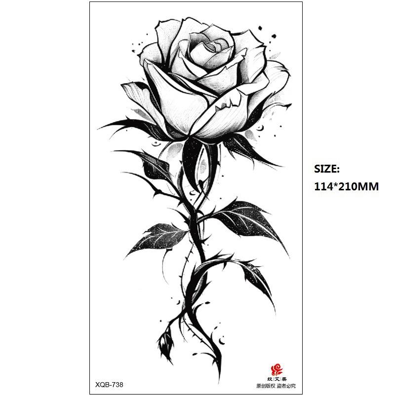 Emmy Black Series Butterfly Rose Flower Tattoo Sticker Set Water Transfer Paper