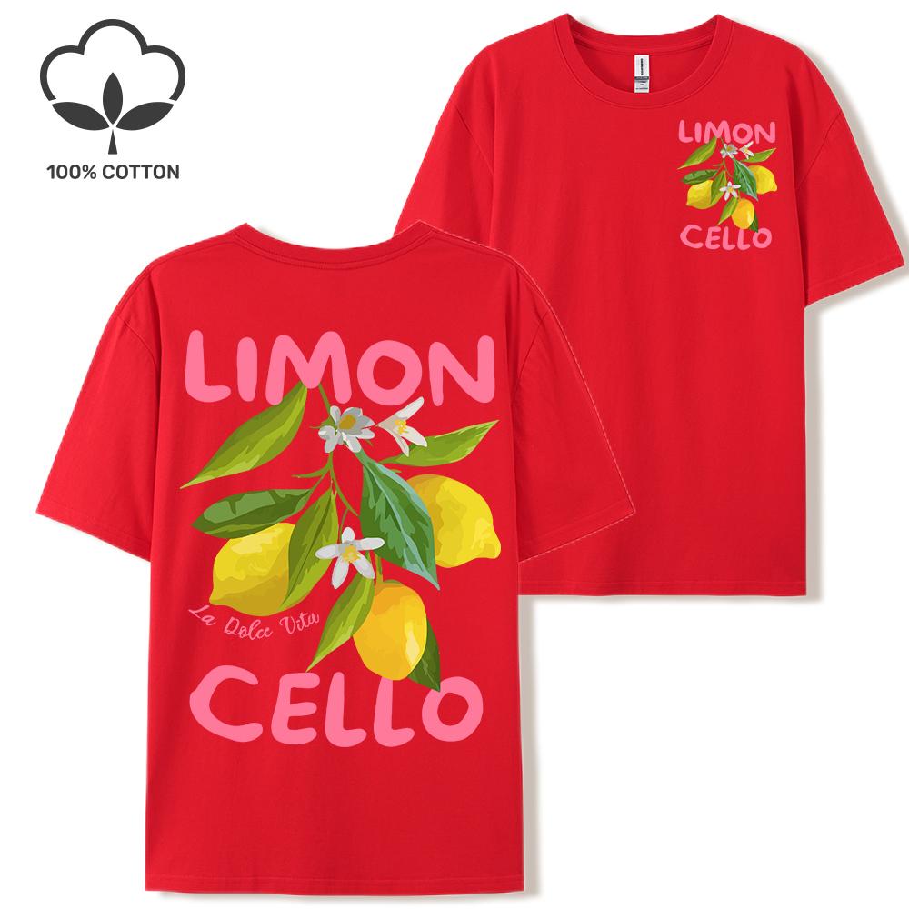 Lemon Fruits Cello Pink Letter Print Woman T Shirts Cotton Multicolor T Shirt Hip Hop Summer Short Sleeve Y2K Womens Streetwear