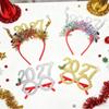 Sequin 2027 New Year Headband Sweet Christmas Headpiece Star Strip Headwear New Year Dress Up