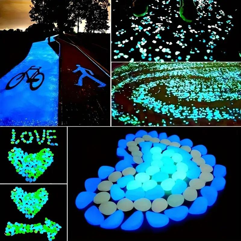 1000Pcs Luminous Garden Stones, Vibrant Glowing Plastic Stakes For Pathway, Space & Garden Decor, Metal Art Display Accessories