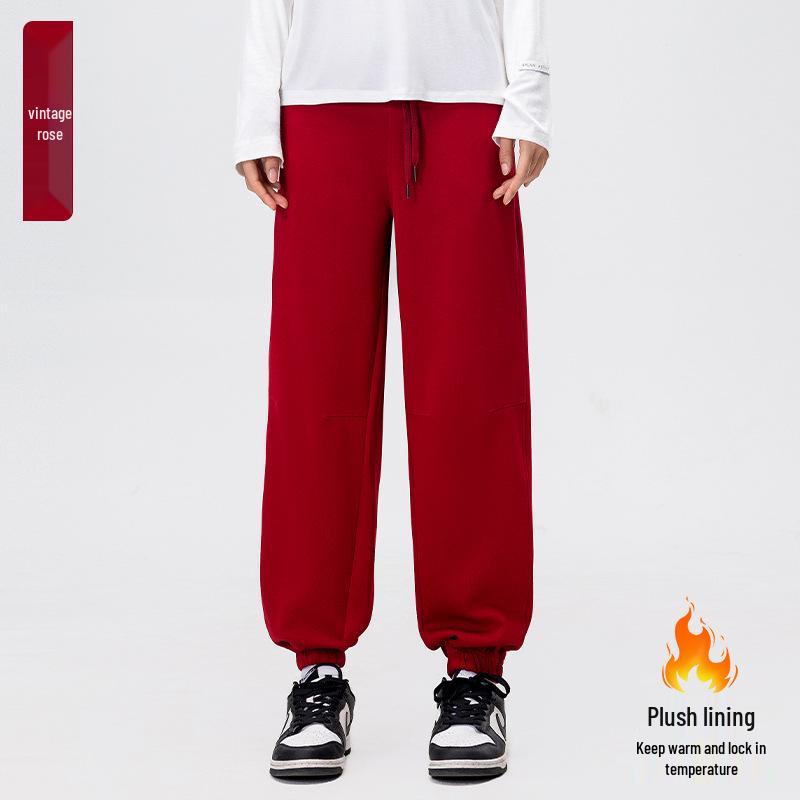 Women's Fleece-Lined Harem Pants: High Waist, Cuffed, Solid Color Sweatpants for Autumn/Winter