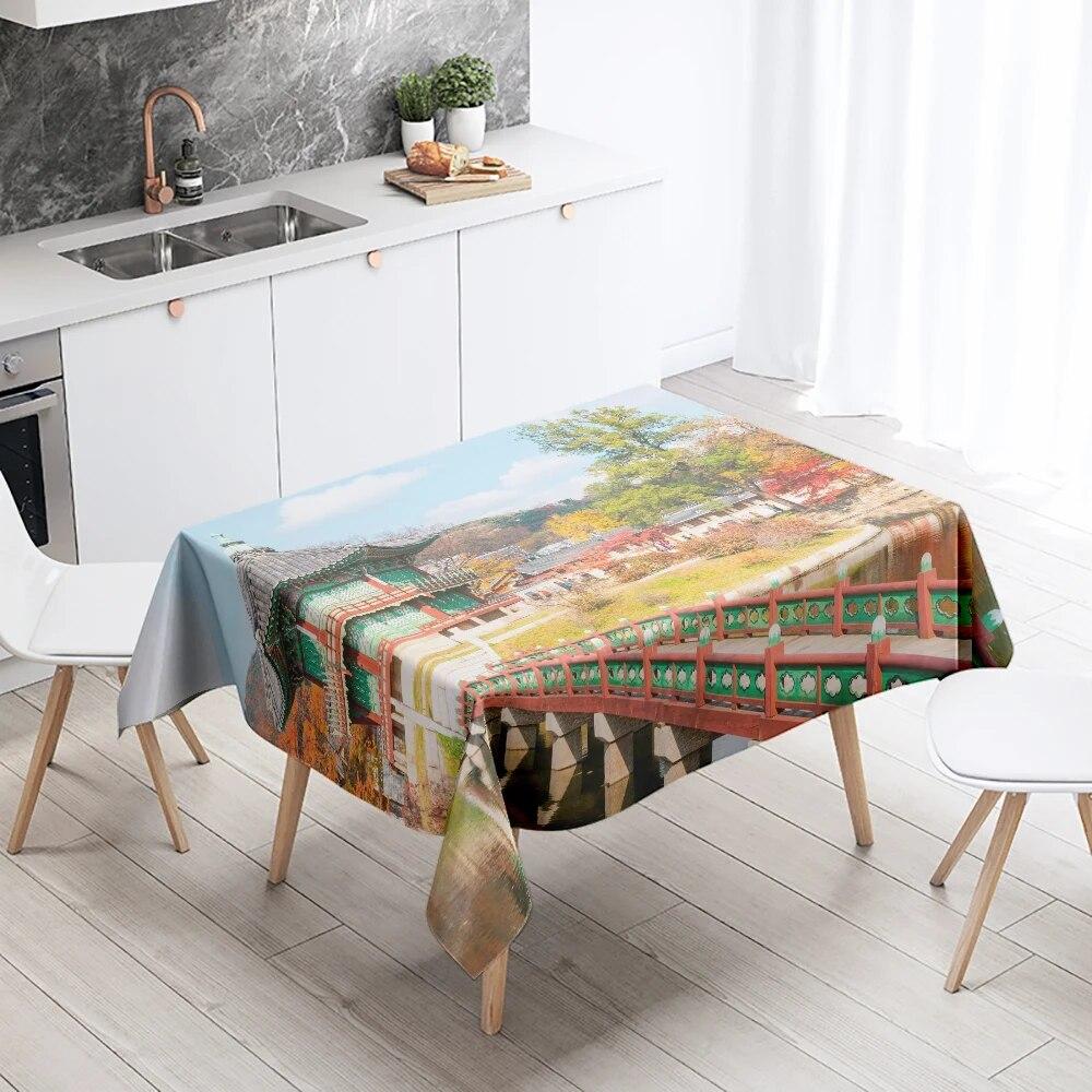 Winter snow tablecloth beautiful  anti-fouling waterproof rectangular kitchen table home decoration