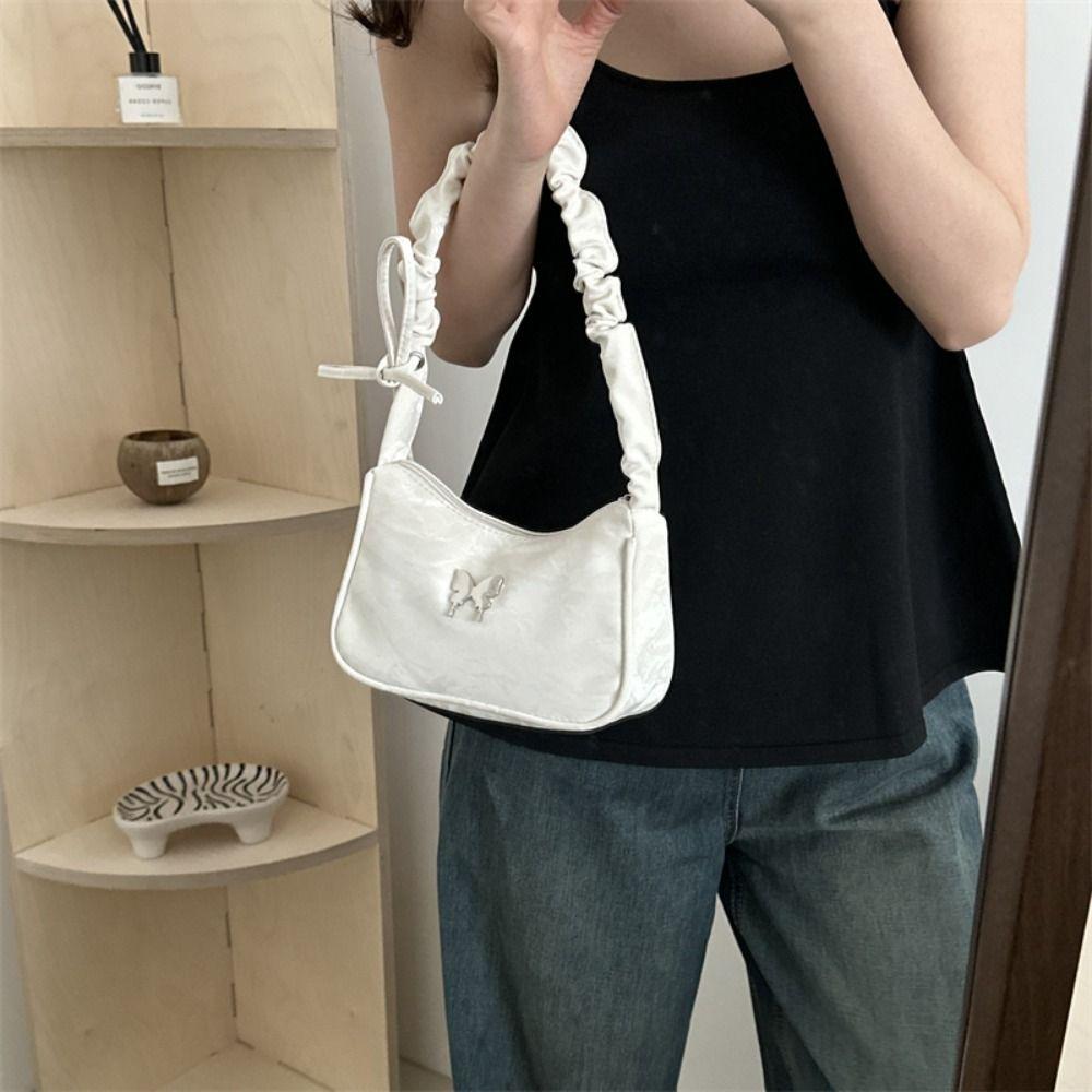 

Korean Style Half-moon Underarm Bag Y2k Style Bow Handbag Lady/Girls чёрный