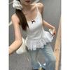 White Lace Splicing Sling Vest Women's Summer New Bow Slim Slim Top