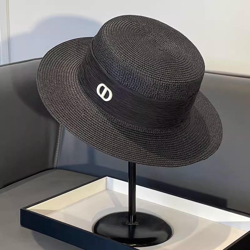 Klobouk Dámský 2025 Nový Letní Slaměný Klobouk s Plochým Vrcholem Všestranný Slunečník Opalovací Krém Slaměný Sluneční Klobouk Cylindr