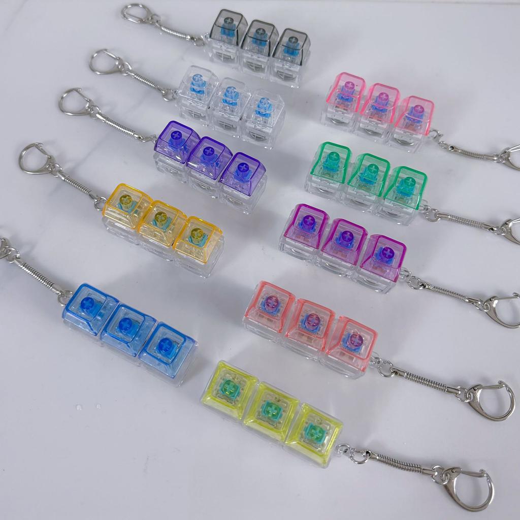 Pc High Transparency Material Transparent 3 Key Decompression Test Shaft Press Sound Crisp Hole Hole Key Buckle With Light