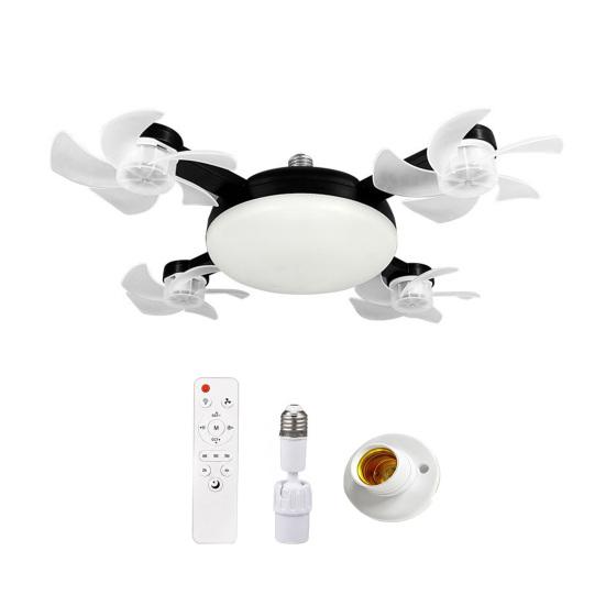 Ventilatore da Soffitto con Luce 3/4/5 Pale e Telecomando, 2-in-1 LED Silenzioso tipo Drone per Ventilazione Soggiorno, Pale Pieghevoli, 3 Velocità Dimmerabile, Attacco E27 per