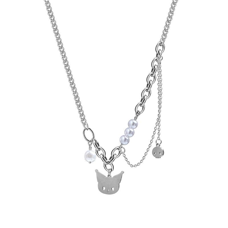 

Cat Pearl Pendant Necklace Female Summer Niche Design Sense Hip Hop Clavicle Versatile Simple Titanium Steel Necklace Women s Accessories