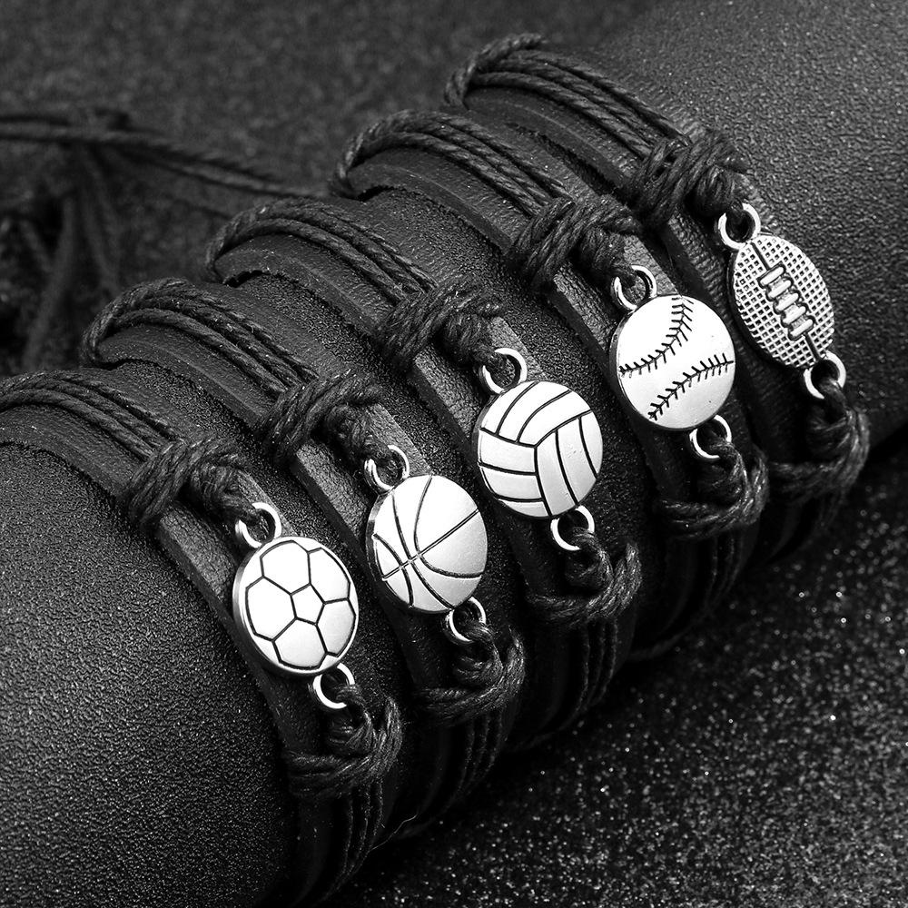 Leather Bracelet Basketball Baseball Football Softball Sports Leather Bracelet