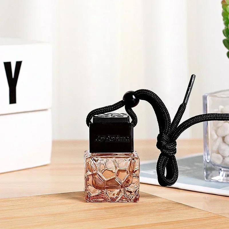 1PCS Car Air Freshener Empty Bottle Essential Oil Perfume Bottle with Black Caps Car Air Freshener Hanging Glass Bottles кофейный