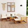 Garden Furniture - EXCLUSIVE HOUSE - 11-piece Set - Solid Acacia Wood - Removable Cream Cushions - Modular