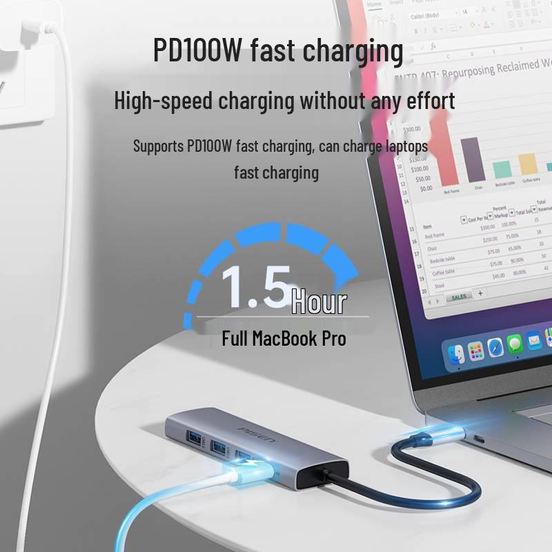 PISEN 5-in-1 HDMI 4K Splitter Hub 3.0 Laptop Extender Adapter