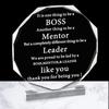 Yulejo Boss Gifts Acrylic Boss Day Gifts for Men Women Office Leader Going Away Gift for Appreciation Plaque Funny Work Acrylic Male Desk Sign
