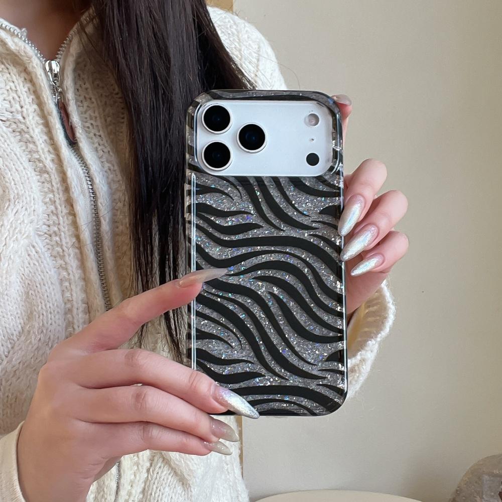 Simple Zebra Pattern Pple 17promax Mobile Phone Case Is Suitable for Phone16pro Protective Case, Anti-drop 15plus Magnetic Mirror 14pro