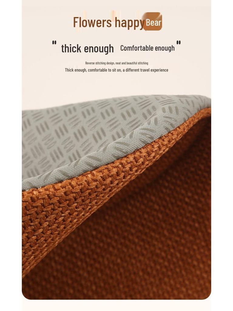 Universal Car Seat Cushion - Cute Cartoon Bear Design for Leapmotor C10/B01/B10/C11, Cotton Linen Fabric for All Seasons