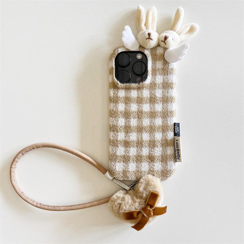 Velvet 3D Bunny Ear Case for iPhone 17/16 Pro Max/15/14: Autumn & Winter Edition.