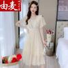 French Floral Chiffon Dress for Women Summer New Temperament Waist Chic Skirt