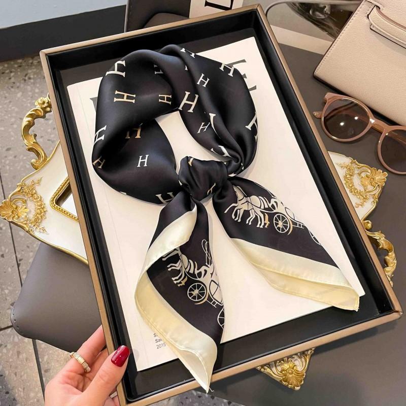 70cm Square Silk-Like Scarf Women Lightweight Fashion Accessory Office Chic Neck Wrap Stylish Print Design