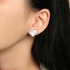 APM Monaco White mother-of-pearl heart 925 silver earrings for women AE14061OXNC