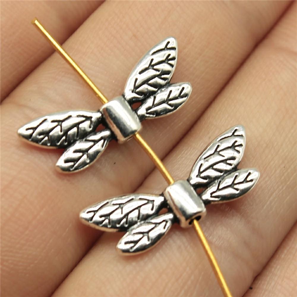 20pcs Angel Wing Small Hole Beads For Jewelry Making Antique Silver Color DIY Crafts Making Findings Handmade Jewelry Findings
