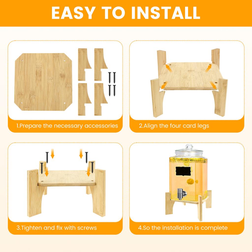 Bambus Getränkespender Ständer Arbeitsplatte Getränkeausstellungs-Erhöhung Bars Zuhause Multifunktionaler Wasserfilter Spender Halter