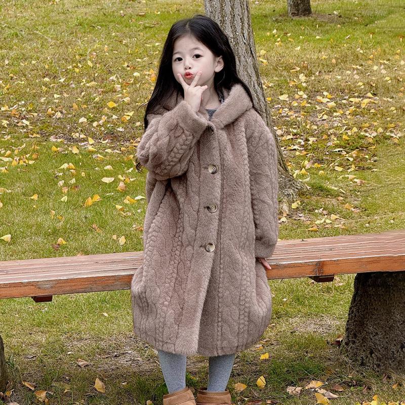 Dívčí kožich Dětský zahuštěný norkový sametový ekologický kožich Dětský zimní kabát