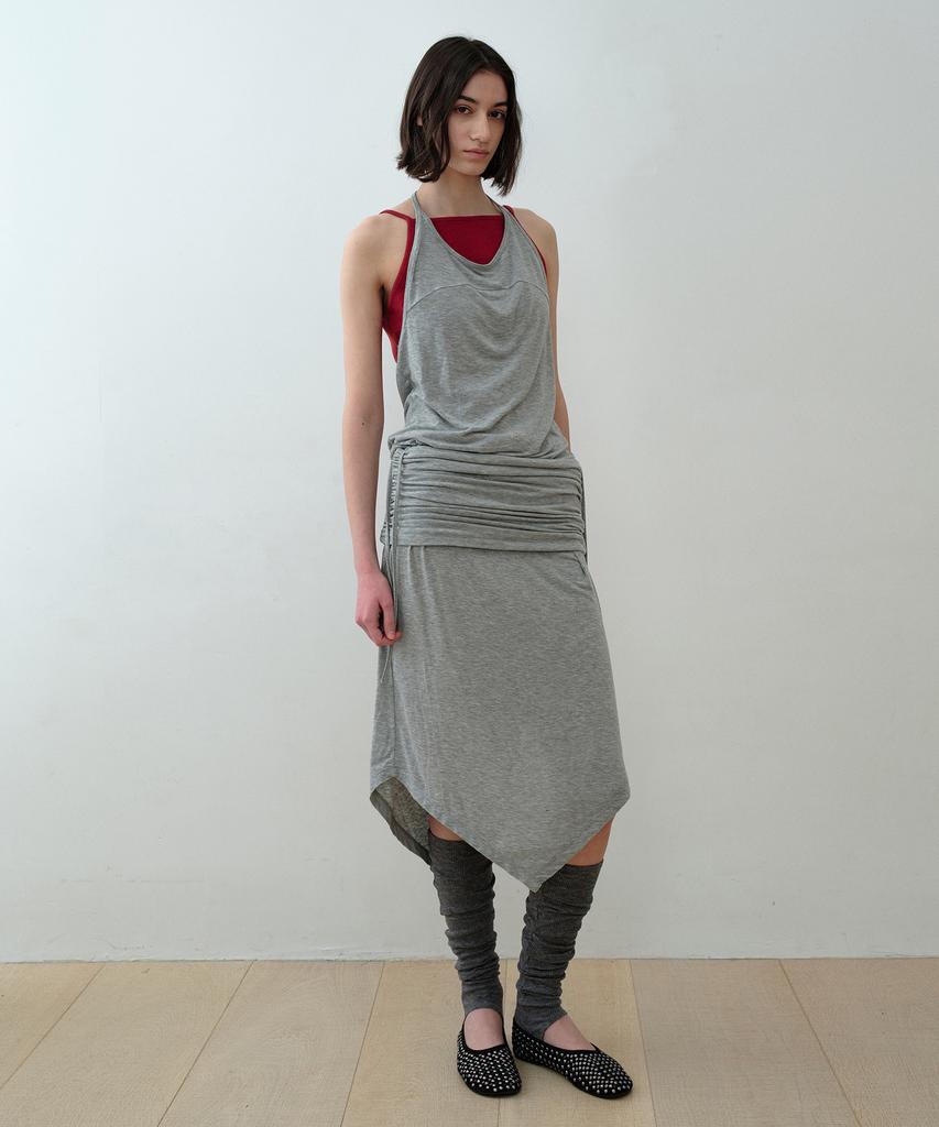 Simeteuligpeosenteu Two-Way Shirring Jersey Dress / Melange Gray