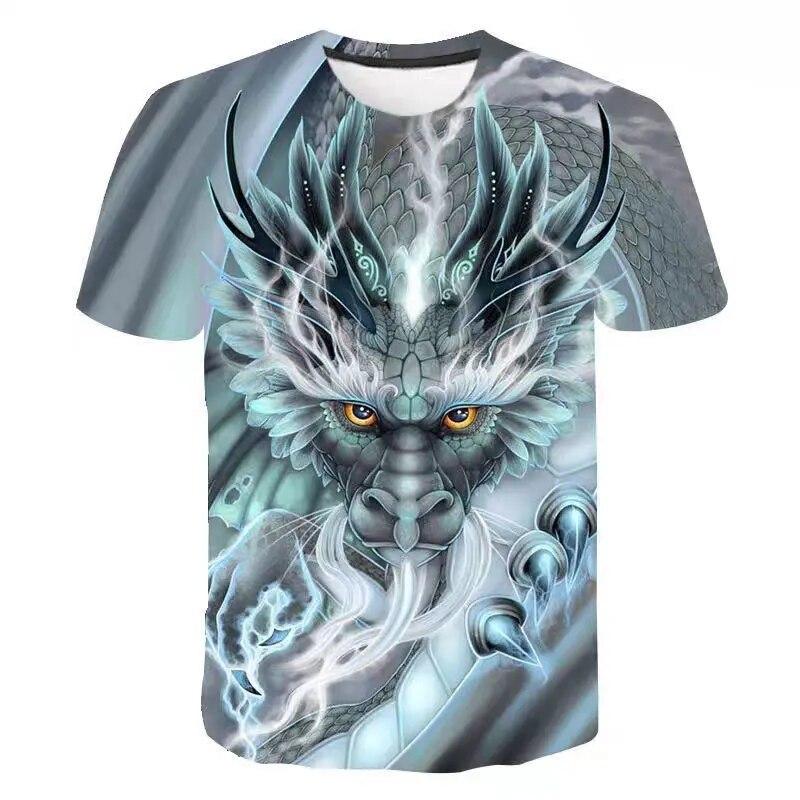 Summer Fashion Cool Chinese Dragon Graphic T Shirts For Men Trend Casual Handsome Street Printed Round Neck Short Sleeve Tops