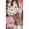 Girls' Cute Motifs Casual Comfortable Soft Loose Pullover Sweatshirt and Leggings 2-Piece Set, New Autumn/Winter, Playful, Sweet and Cool Style