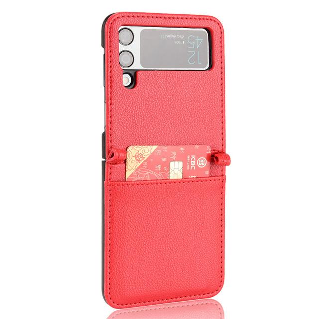 

Простой кожаный чехол с защитой от царапин для Samsung Galaxy Z Flip 3 5g Flip3 противоударный чехол для Samsung Z Flip 3 Чехлы for samsung z flip3 красный