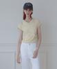 Keulleiseu Shirred V-Neck Short Sleeve T-Shirt_White