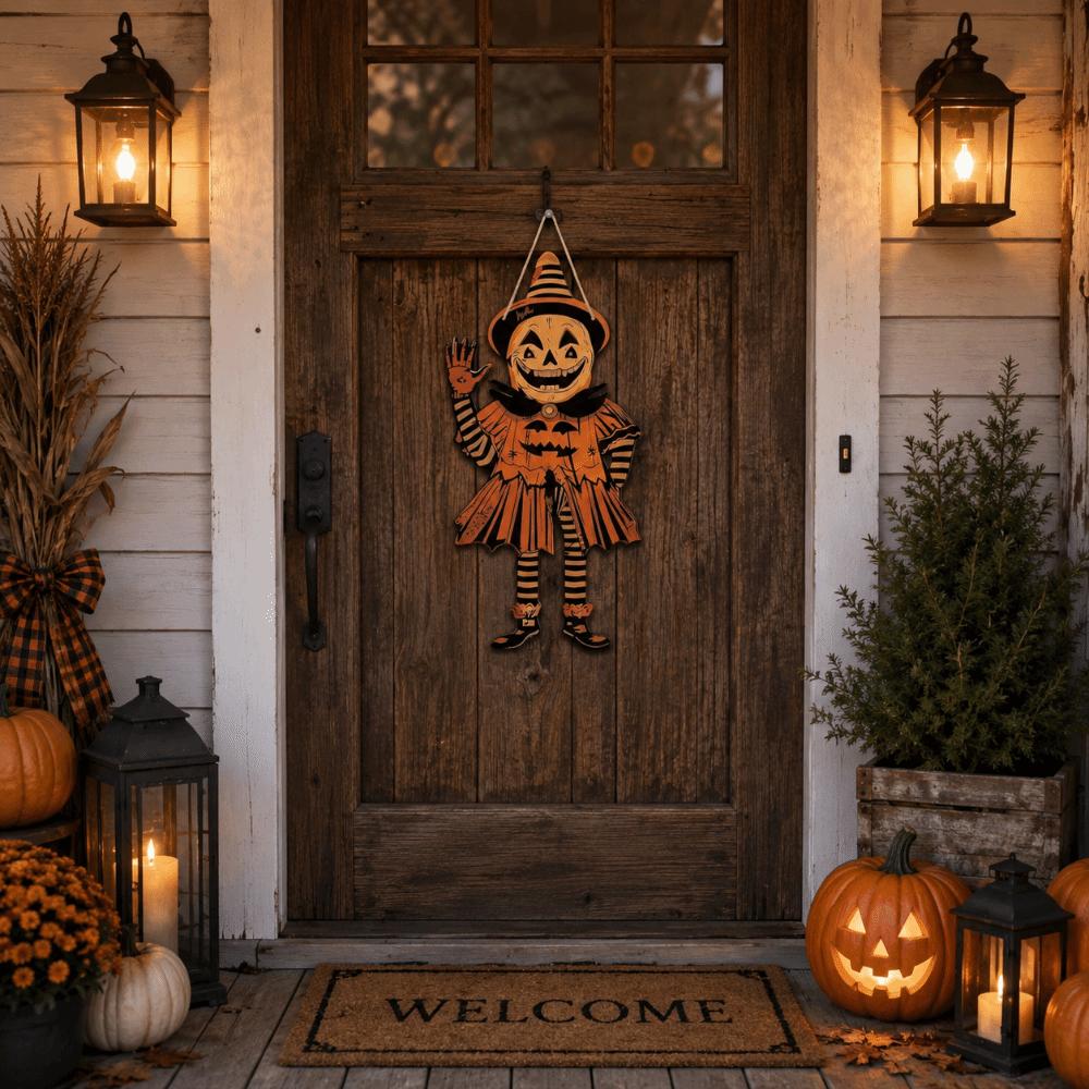 Funny Door Hanging Ornaments 2D Printed Witch's Doorplate Retro Decorative Plate Christmas