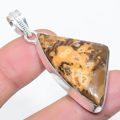 Natural Picture Jasper Gemstone Handmade 925 Sterling Silver Pendant 2.01" P9v42