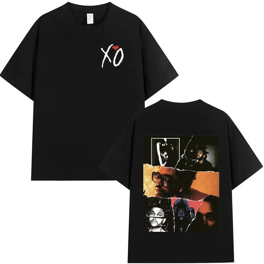 Pop Singer Artist The Weeknd Double Sided Print Tee Mens Clothes T-shirt Aesthetic Cotton Tshrit Short Sleeve Loose Cozy T Shirt