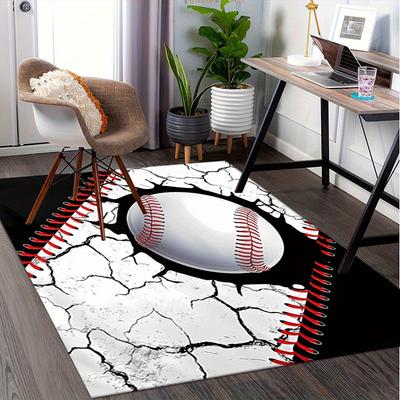 1pc Baseball,Sports Office Carpet Soft Polyester Entrance Carpet Washable Non Slip Machine Washable