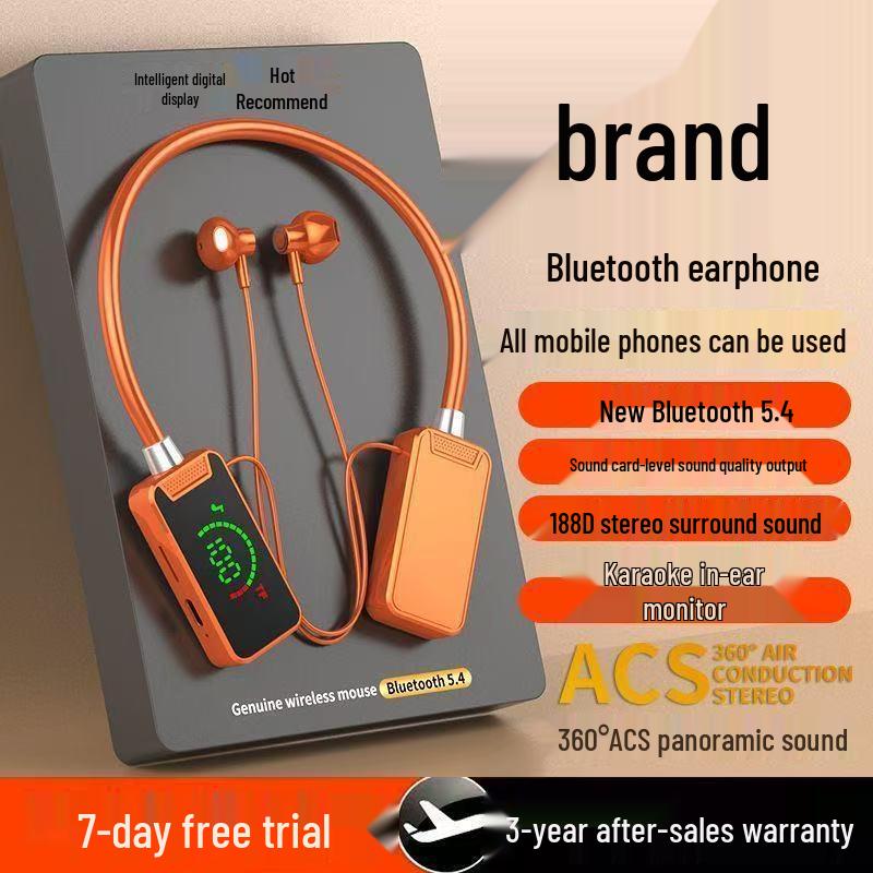 Wireless Neckband Bluetooth Headphones with Digital Display, Noise Cancelling, and Long Battery Life - Compatible with Apple, Huawei, Xiaomi