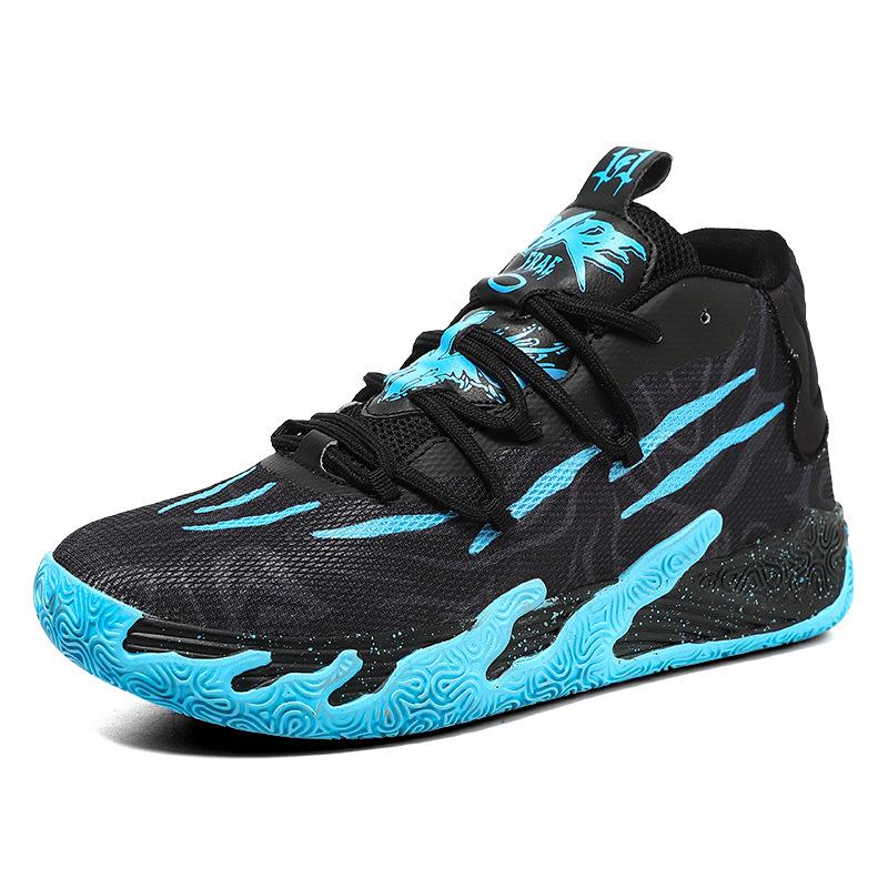 New Medium Tube Professional Basketball Shoes Outdoor Actual Combat Breathable Couple Shoes Thick-soled Non-slip Men's and Women's Shock-absorbing