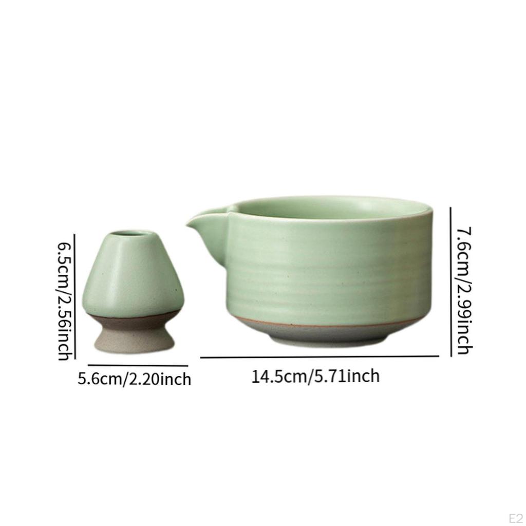 2 Pieces Matcha Set Bowl with Spout for Tea Lovers Utensils Handcrafted Japanese Making Tools
