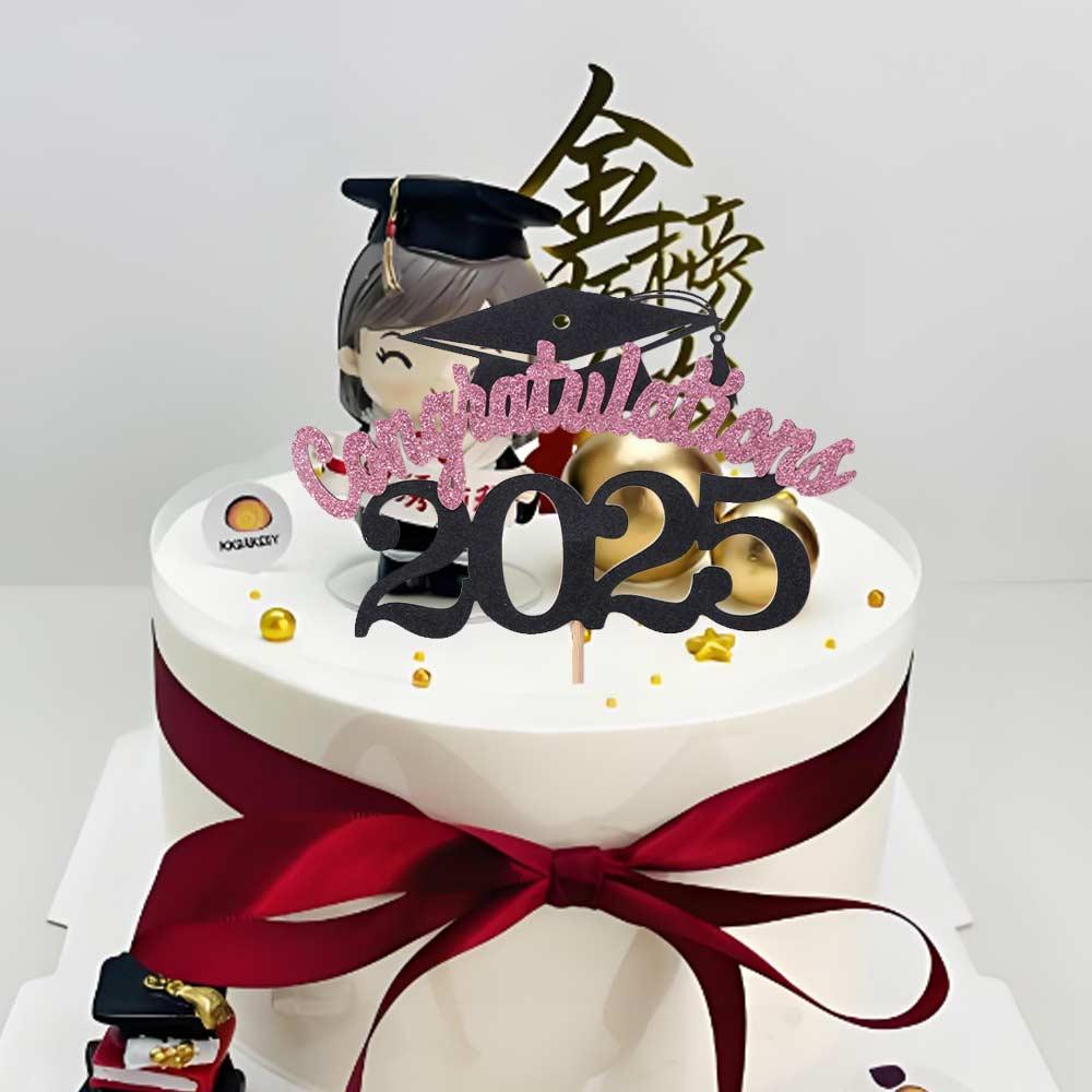 5pcs Handmade 2025 Graduation Cake Topper Set Graduation Cupcake Toppers  Party Cake Decorations