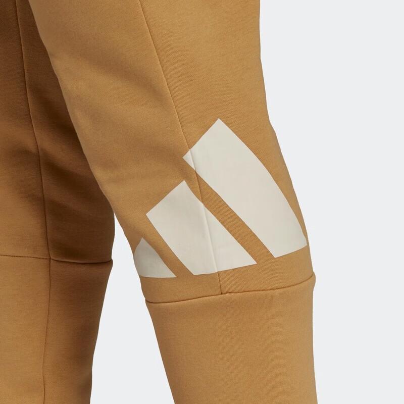 Adidas Logo Print Elastic Waist Tapered Knit Joggers Men Bottoms Khaki HI1183