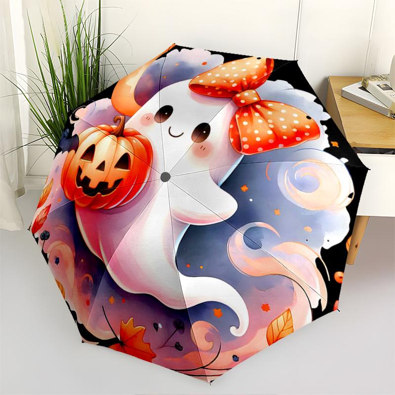1pc Adorable Ghost & Pumpkin Halloween Automatic Opening and Closing Umbrella - Suitable for Various Occasions, Outdoor Activities, Lightwei