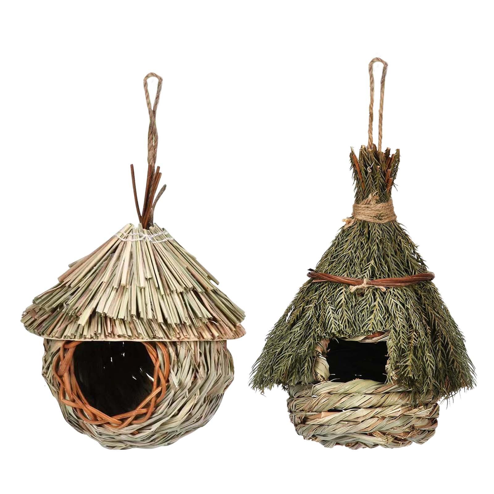 

Hand Woven Bird House Natural Birds Cage Nest for Owls Parrots 22cm