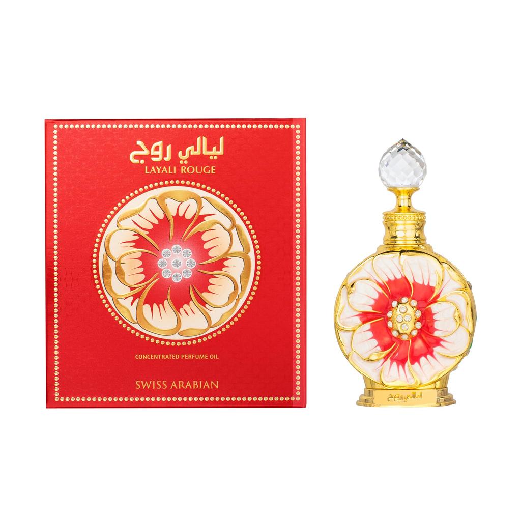 Swiss Arabian Layali Rouge - Luxe Producten Uit Dubai - Langdurige Persoonlijke Parfumolie Geur - Een Verleidelijke Signatuur Aroma - 0,5 Oz